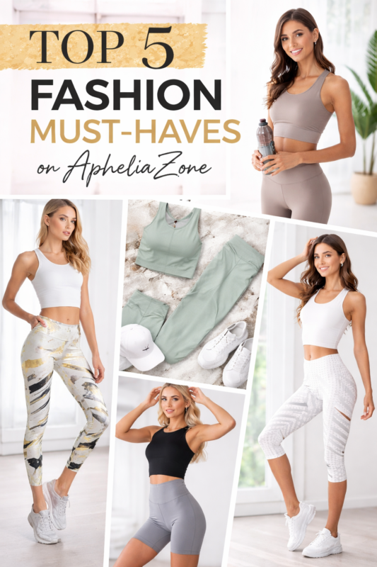 Fashion Must-Haves ApheliaZone activewear collection featuring stylish leggings and workout outfits