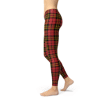 Womens Red Plaid Tartan Leggings - Image 5