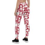 Womens White Cat Silhouette on Red Leggings - Image 3