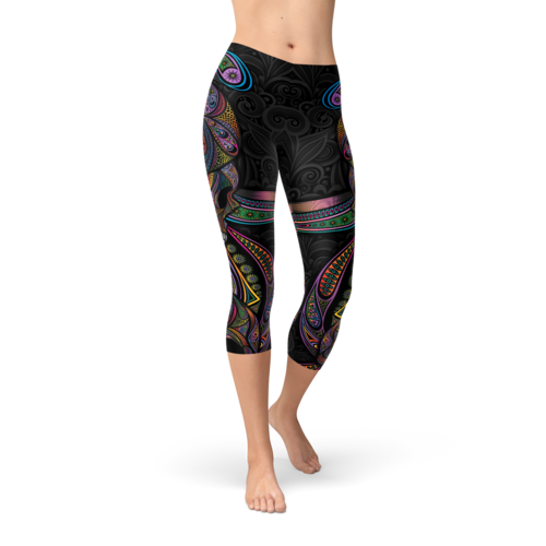 data_64757609-a0ca-4d31-8a66-49312e82a111 Womens Sugar Skull Capri Leggings - Image 1
