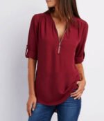 Womens V Neck Blouse - Image 2