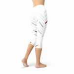 Womens White Stripes Capri Leggings - Image 4