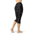 Womens Sports Stripes Black Capri Leggings - Image 4