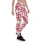 Womens White Cat Silhouette on Red Leggings - Image 2