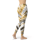 Womens White Marble w/ Black Gold Lines Leggings - Image 3