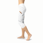 Womens White Stripes Capri Leggings - Image 5