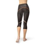 Womens Striped Lines Sports Brown Capri Leggings - Image 4