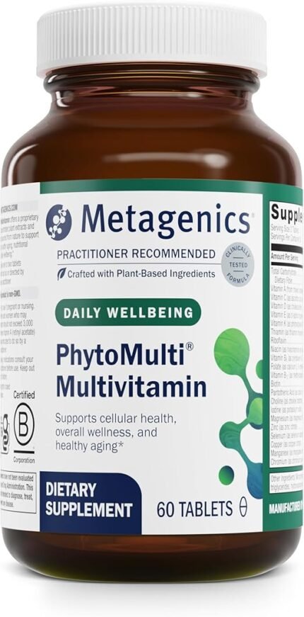 Metagenics PhytoMulti multivitamin bottle with daily wellness support tablets