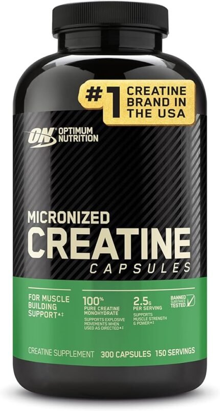 Optimum Nutrition Micronized Creatine Monohydrate Capsules, Keto Friendly, 2500mg, 300 Capsules